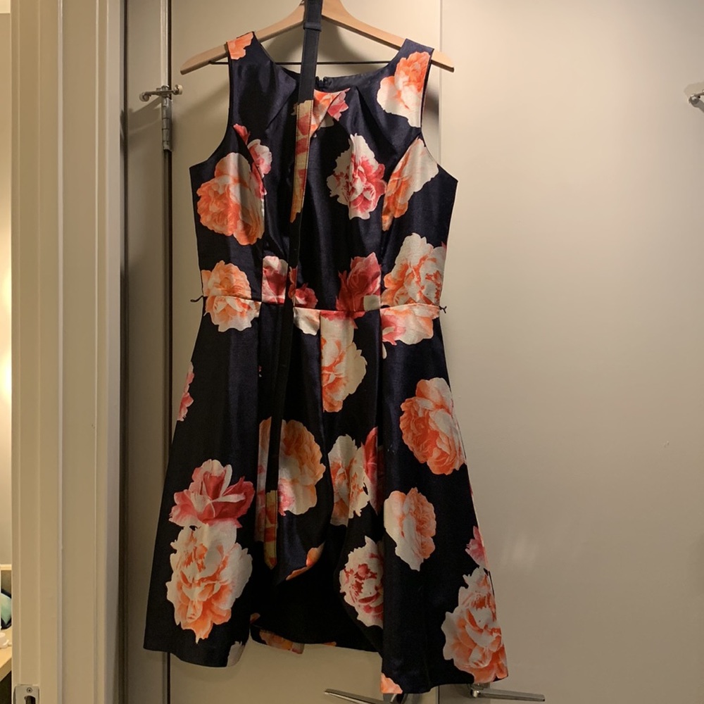 Jessica Howard Blue with Pink Floral fit & flare dress. Size 12